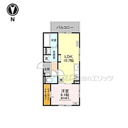 GRAMM下津林WEST 1LDKの間取図画像