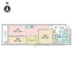 デュオフラッツ京都四条 2LDKの間取図画像