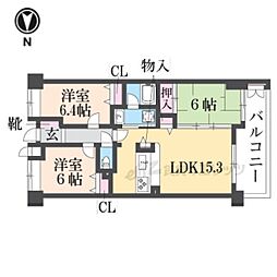 フォルム聖護院別邸 3LDKの間取図画像