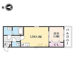 京都市南区東九条北松ノ木町アパート 1LDKの間取図画像
