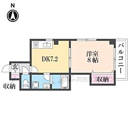 オークハウス 1DKの間取図画像