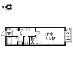 フィオーレ芝本2 1Kの間取図画像