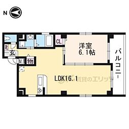 grandir烏丸 1LDKの間取図画像