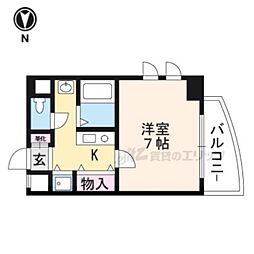 グランドパレス京都烏丸五条 1Kの間取図画像