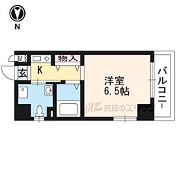 プレジール西院 1Kの間取図画像