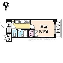 ピュア衣笠 1Kの間取図画像