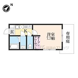 COMMON下鴨 1Kの間取図画像