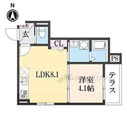 RIVER TERRACE京都十条 1LDKの間取図画像