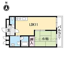 サニーハイツ塔南 1LDKの間取図画像