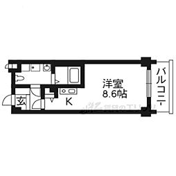 ランブラス衣笠 ワンルームの間取図画像