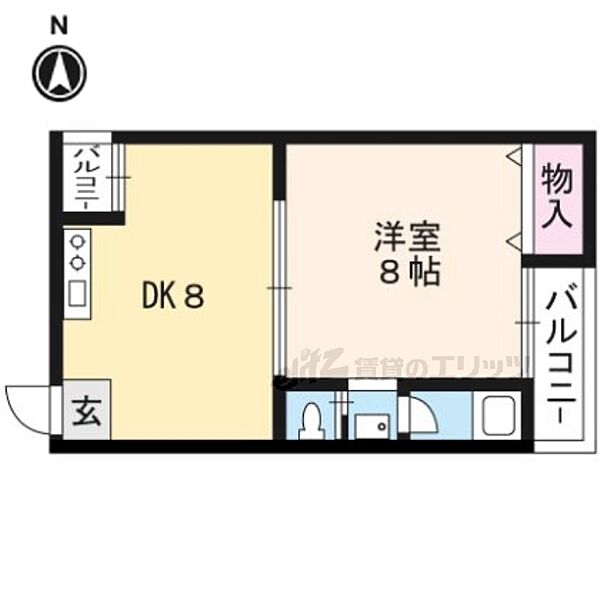 京都府京都市北区紫野南花ノ坊町(賃貸マンション1LDK・3階・33.00㎡)の写真 その2