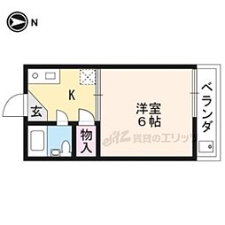 叡山電鉄叡山本線 茶山・京都芸術大学駅 徒歩2分の賃貸マンション 2階1Kの間取り