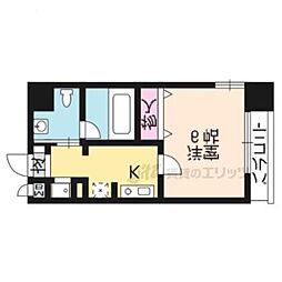 アーバンフラッツ四条西洞院 1Kの間取図画像
