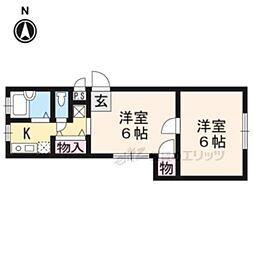 エクセル古門前 4階2Kの間取り