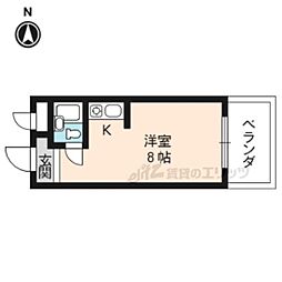 京阪本線 出町柳駅 徒歩16分の賃貸マンション 3階ワンルームの間取り