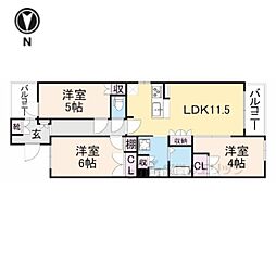 グランレジェイド京都河原町 8階3LDKの間取り