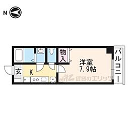 プラムズ天神 4階1Kの間取り