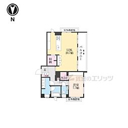 パーチェ三条菊鉾町 1LDKの間取図画像