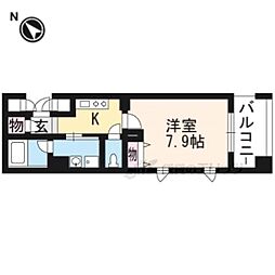 レジディア洛北 1Kの間取図画像
