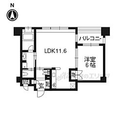 リーガル京都烏丸通り 1LDKの間取図画像