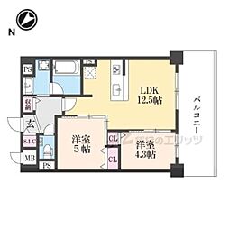 クオリア京都東山 2LDKの間取図画像
