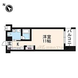 レジディア洛北 1Kの間取図画像