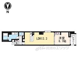 Calm小川通り 1LDKの間取図画像