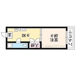 銀閣寺ハイツ 1DKの間取図画像