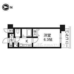 プレサンス京都駅前千都 1Kの間取図画像