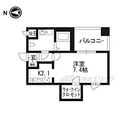 アクロス京都西大路 1Kの間取図画像
