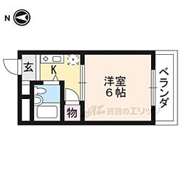 サンシャイン修学院 1Kの間取図画像