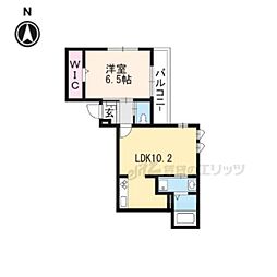 カルヴァドス北山 1LDKの間取図画像