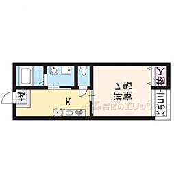 グレイス花紫 1Kの間取図画像