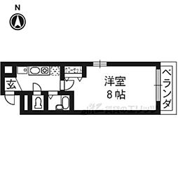 サンバリエ木屋町 1Kの間取図画像