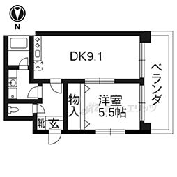 エターナルコート三条 1LDKの間取図画像