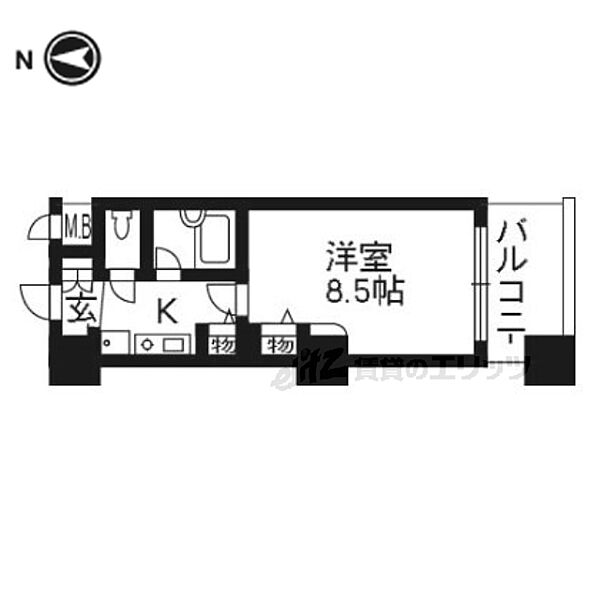 京都府京都市右京区梅津南広町(賃貸マンション1K・6階・26.61㎡)の写真 その2