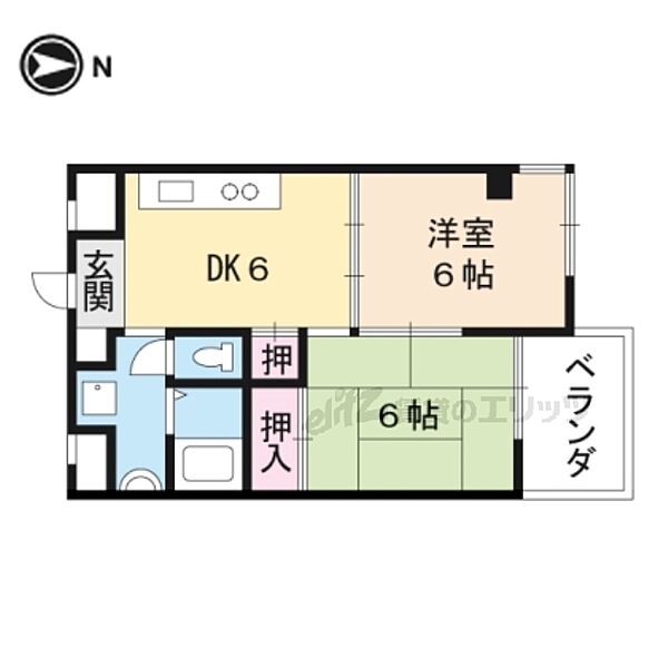 ヴィランセンワ丸太町 508｜京都府京都市上京区丸太町通智恵光院西入中務町(賃貸マンション2DK・5階・41.87㎡)の写真 その2