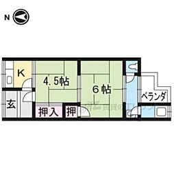 松園荘 2Kの間取図画像