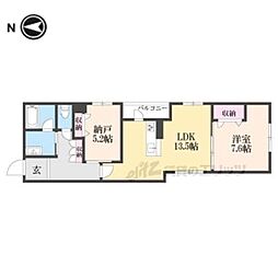 京都市営烏丸線 四条駅 徒歩11分の賃貸マンション 2階1LDKの間取り