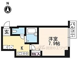 京都地下鉄東西線 烏丸御池駅 徒歩4分の賃貸マンション 6階1Kの間取り