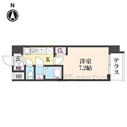 京都市上京区千本通上長者町下る革堂前之町マンション 1Kの間取図画像