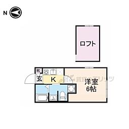 ハウスゼン等持院 1Kの間取図画像