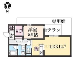 シャーメゾン宣光門 1階1LDKの間取り