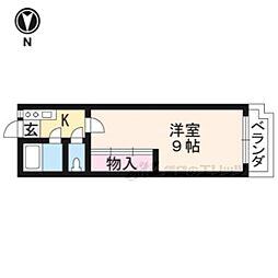 京福電気鉄道北野線 北野白梅町駅 徒歩18分の賃貸マンション 1階1Kの間取り