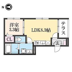 ハーモニーテラス花園寺ノ内町 3階1LDKの間取り