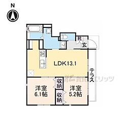 アムール京都梅小路 103 1階2LDKの間取り