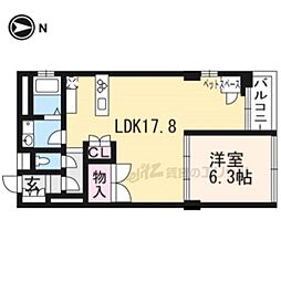 ヴィラスタジオーネ御所南 5階1LDKの間取り