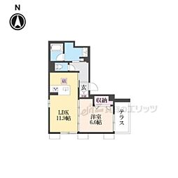 リベルテ猪熊 1LDKの間取図画像