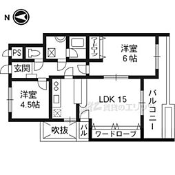御所西ロイヤルプラザ 2LDKの間取図画像