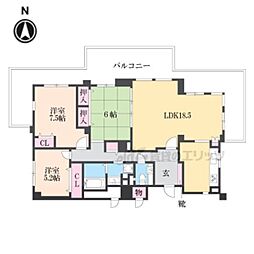 御所西パーク・ホームズ洛楽荘 3LDKの間取図画像